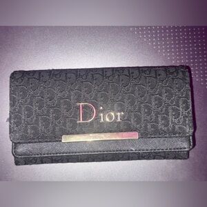 Dior Black Textured Clutch Oblique Canvas